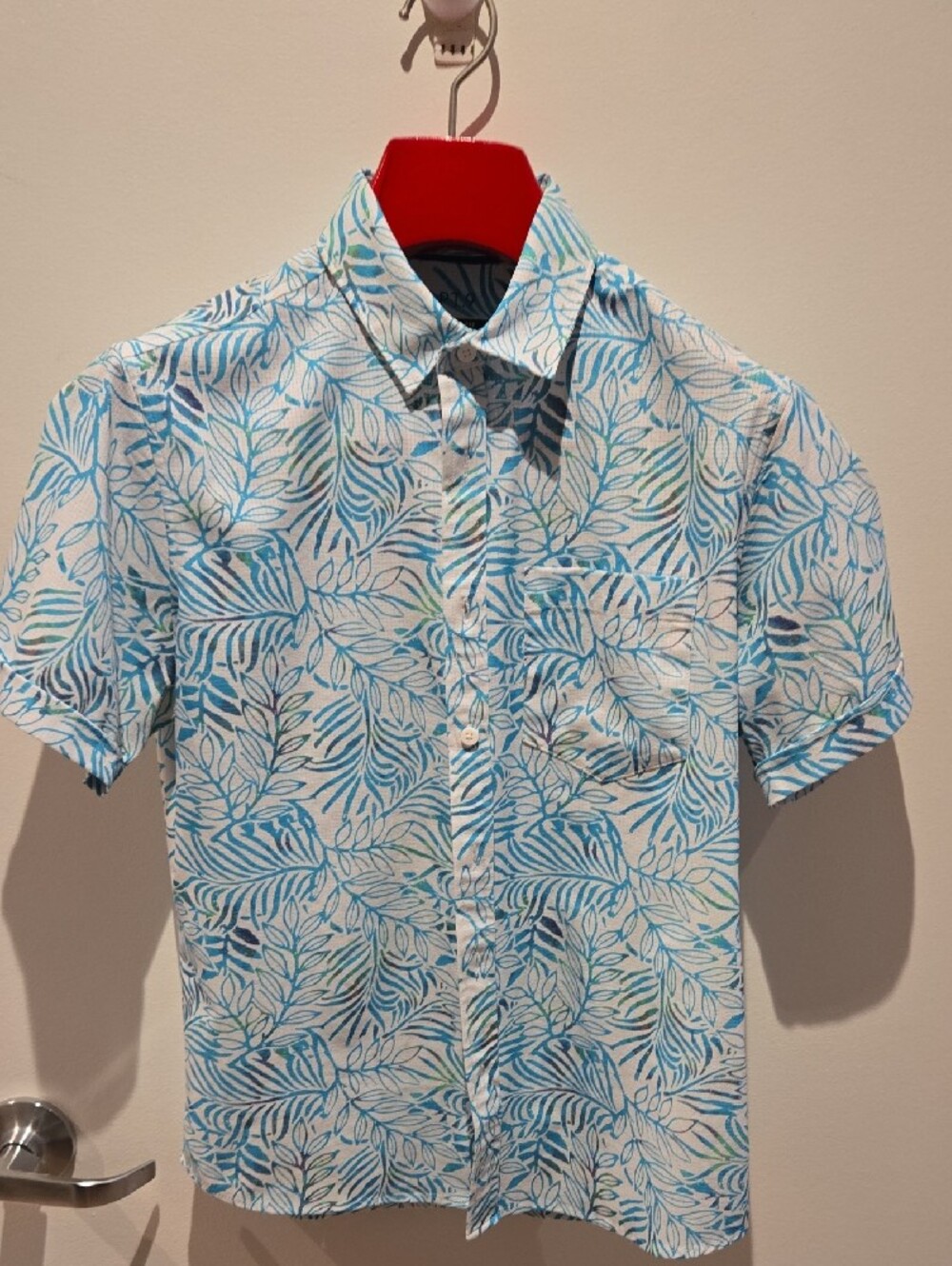 Apt. 9 White Short-Sleeve Tee with Blue Leaf Print